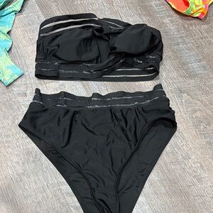 Black Strapless Bikini Set